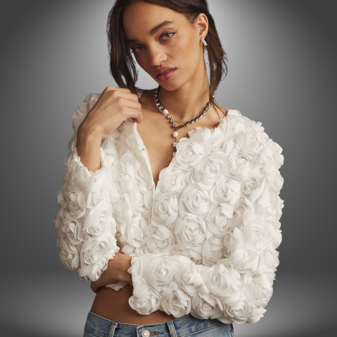 Donna – Die florale Statement-Jacke für Frühling & Sommer Weiß