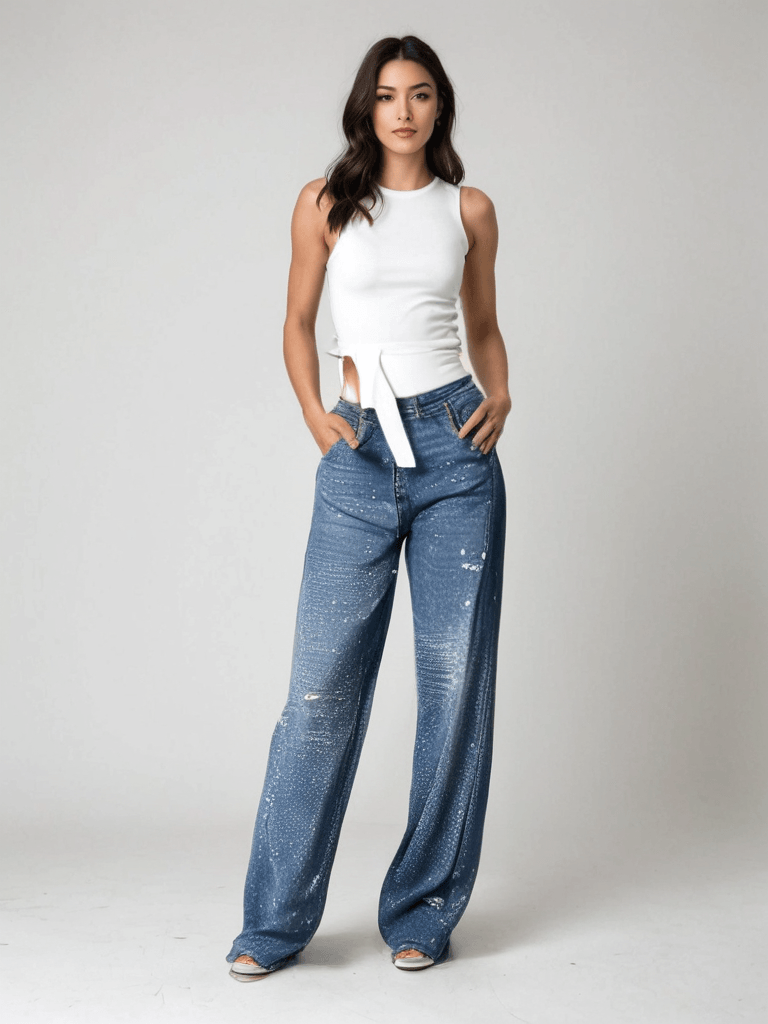 Ricky Diamond Jeans – Elegante, Bequeme Jeans Mit Schimmernden Diamantdetails und Zeitlosem Stil