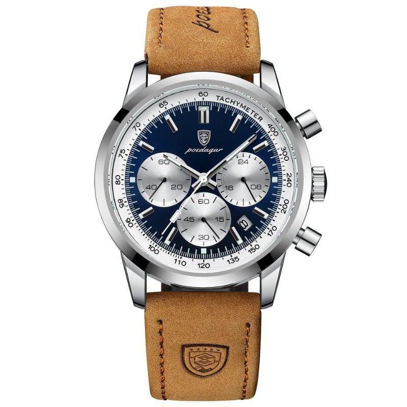 STILVOLLE LUXUSUHR Silber Blau
