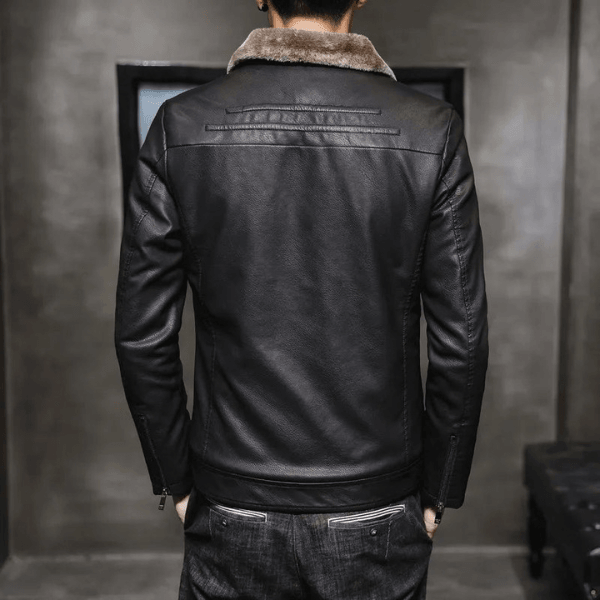 MARC Herren-Lederjacke Mit Fleece-Futter – Bequem, Elegant, Winterfest, Hochwertiges Kunstleder