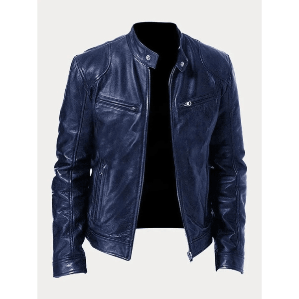 Berlin Rider Lederjacke Für Männer – Hochwertiges Kunstleder, Biker-Design, Perfekte Passform Blau