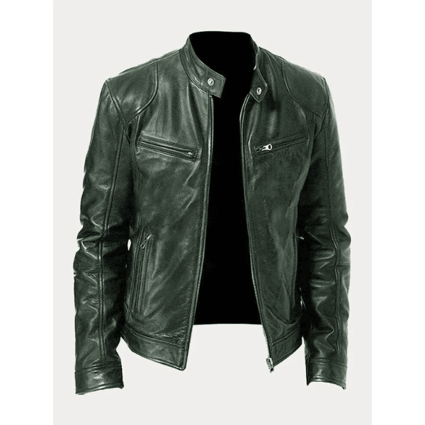 Berlin Rider Lederjacke Für Männer – Hochwertiges Kunstleder, Biker-Design, Perfekte Passform Grün
