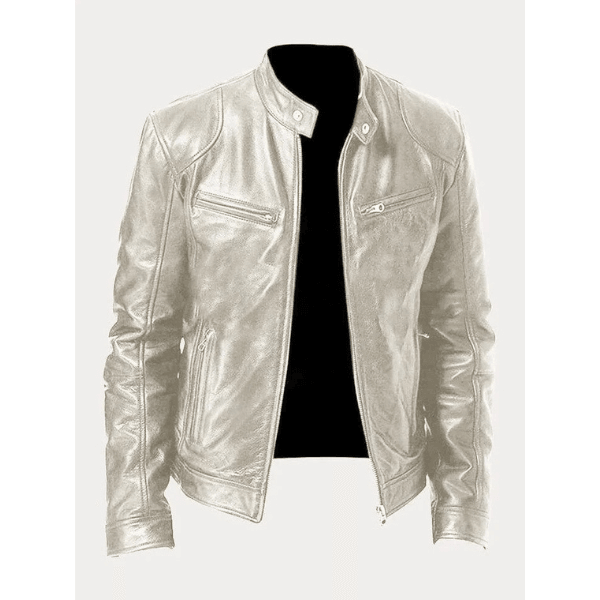 Berlin Rider Lederjacke Für Männer – Hochwertiges Kunstleder, Biker-Design, Perfekte Passform Silber