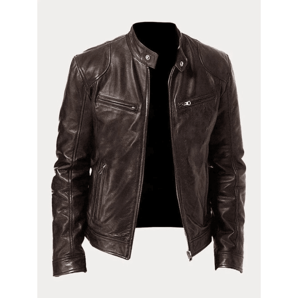 Berlin Rider Lederjacke Für Männer – Hochwertiges Kunstleder, Biker-Design, Perfekte Passform Braun