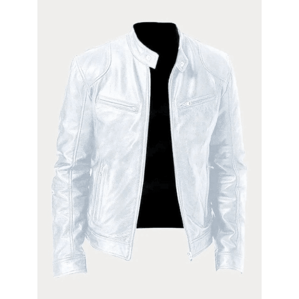 Berlin Rider Lederjacke Für Männer – Hochwertiges Kunstleder, Biker-Design, Perfekte Passform Weiß