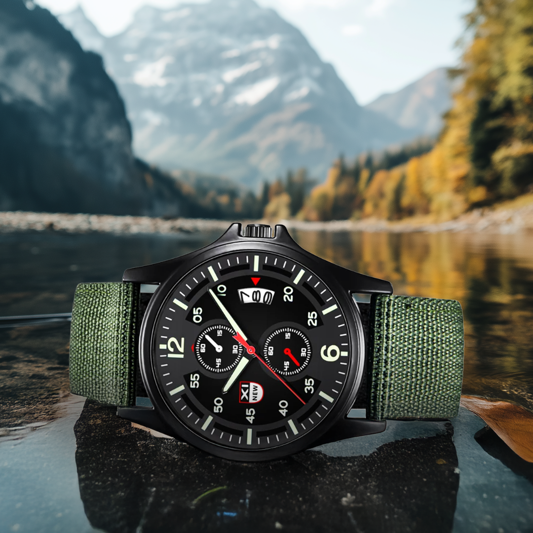 Extreme Robuste Outdoor-Uhr von Fadenburg - vielseitige Quarz-Armbanduhr mit Datumsanzeige und leichtem Gürtel für aktives Leben
