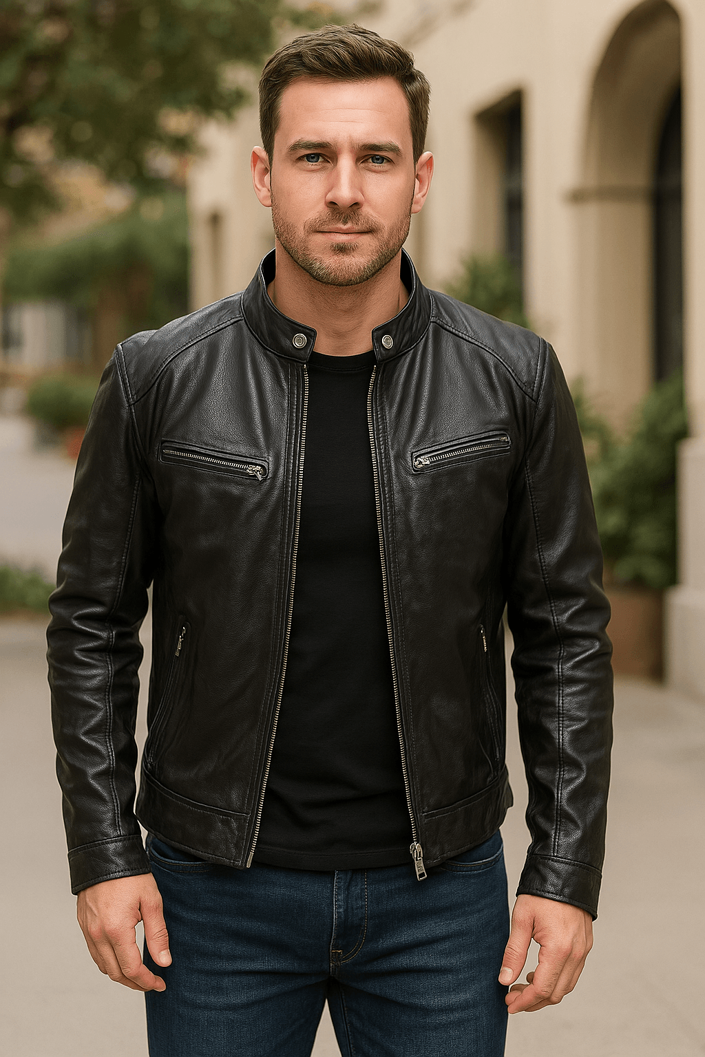 Berlin Rider Lederjacke Für Männer – Hochwertiges Kunstleder, Biker-Design, Perfekte Passform Schwarz
