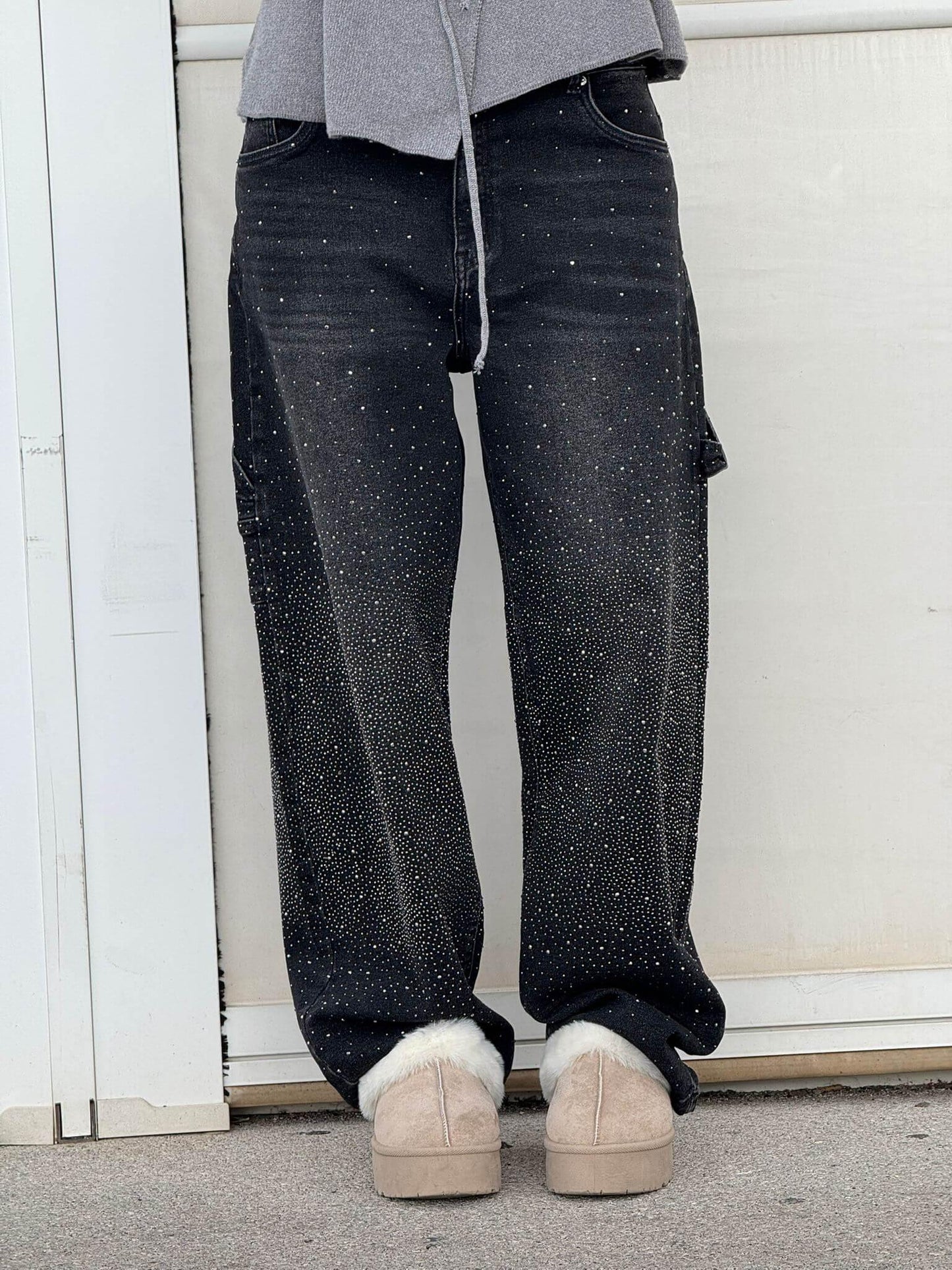 Ricky Diamond Jeans – Elegante, Bequeme Jeans Mit Schimmernden Diamantdetails und Zeitlosem Stil Schwarz