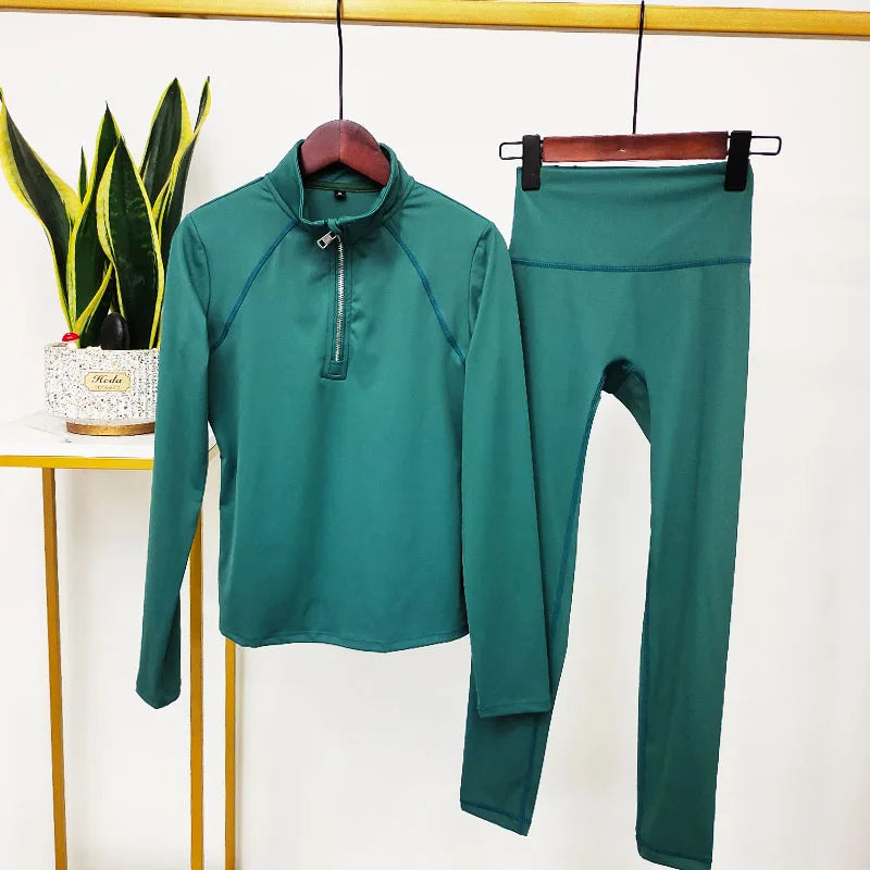 Hochwertige Damen Yoga Leggings Set Grün