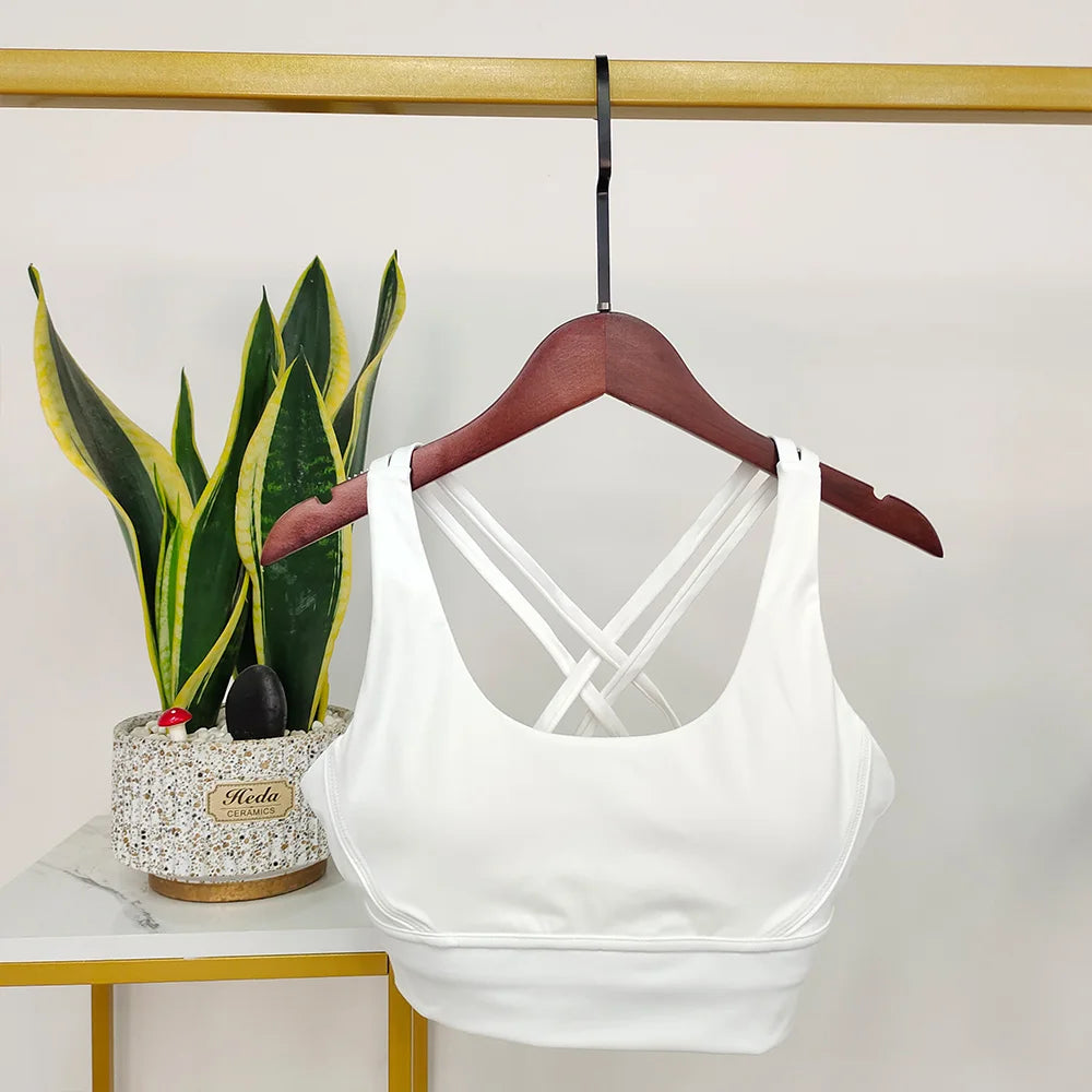 Damen Sport-BH Push-Up Mit Offenem Rücken Weiß