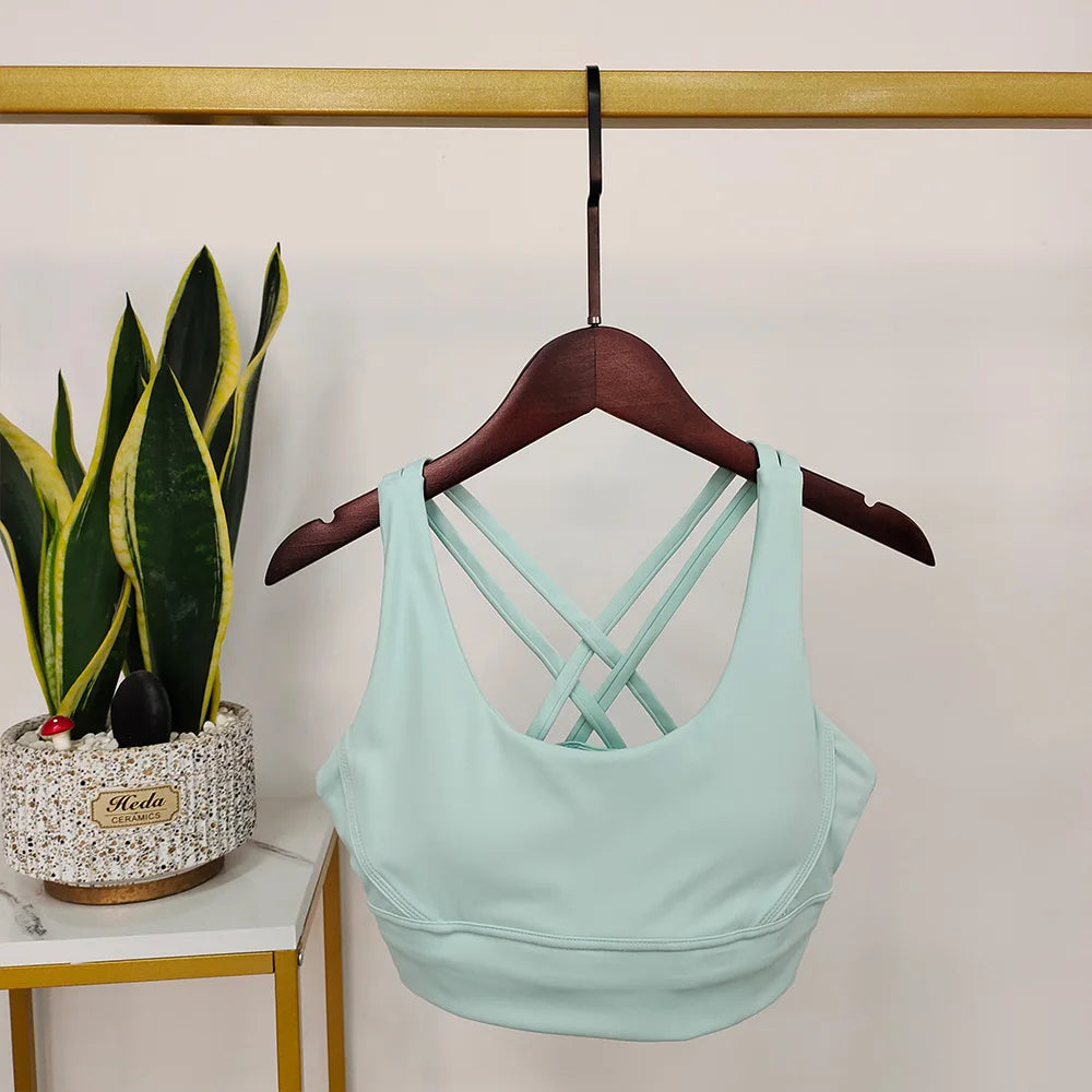 Damen Sport-BH Push-Up Mit Offenem Rücken Hellgrün