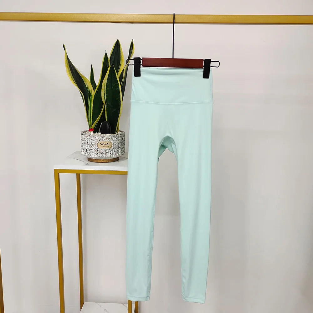 Hochwertige Damen Yoga Leggings Set Hellgrüne Hose