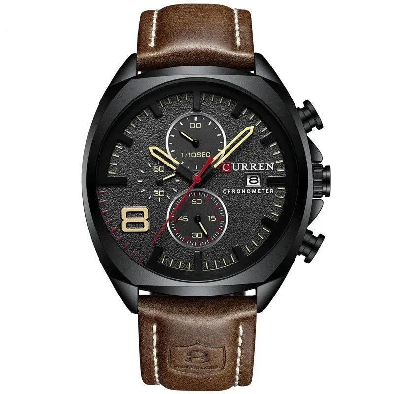 WASSERDICHTE CHRONOGRAPH-MILITÄR-SPORTUHR Braun Schwarz