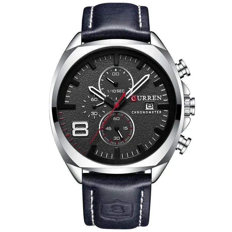 WASSERDICHTE CHRONOGRAPH-MILITÄR-SPORTUHR Silberblau