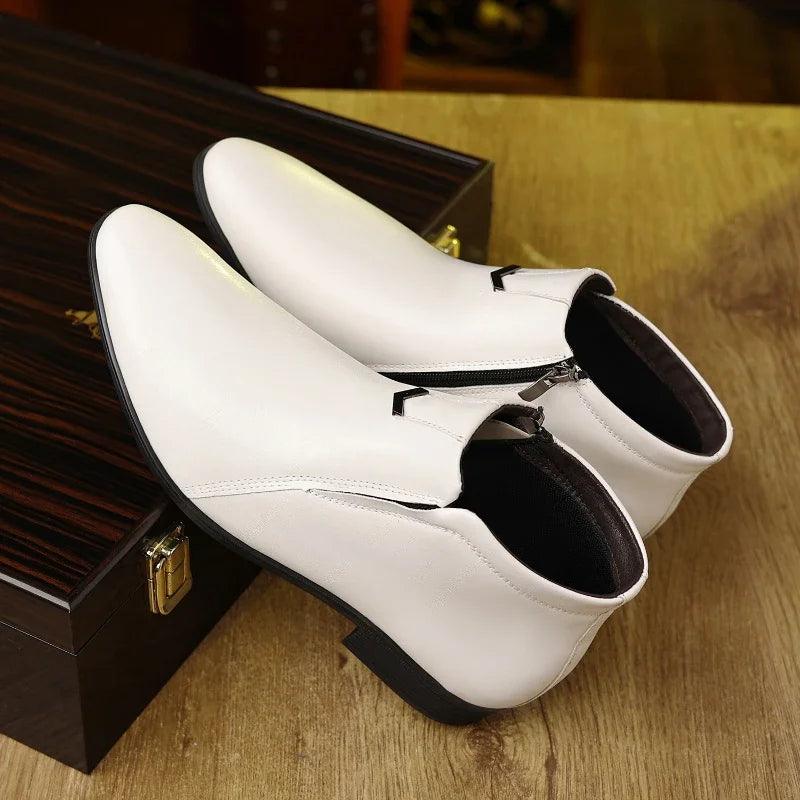 Luca - Schicke Lederstiefel mit Seitenreißverschluss Weiß