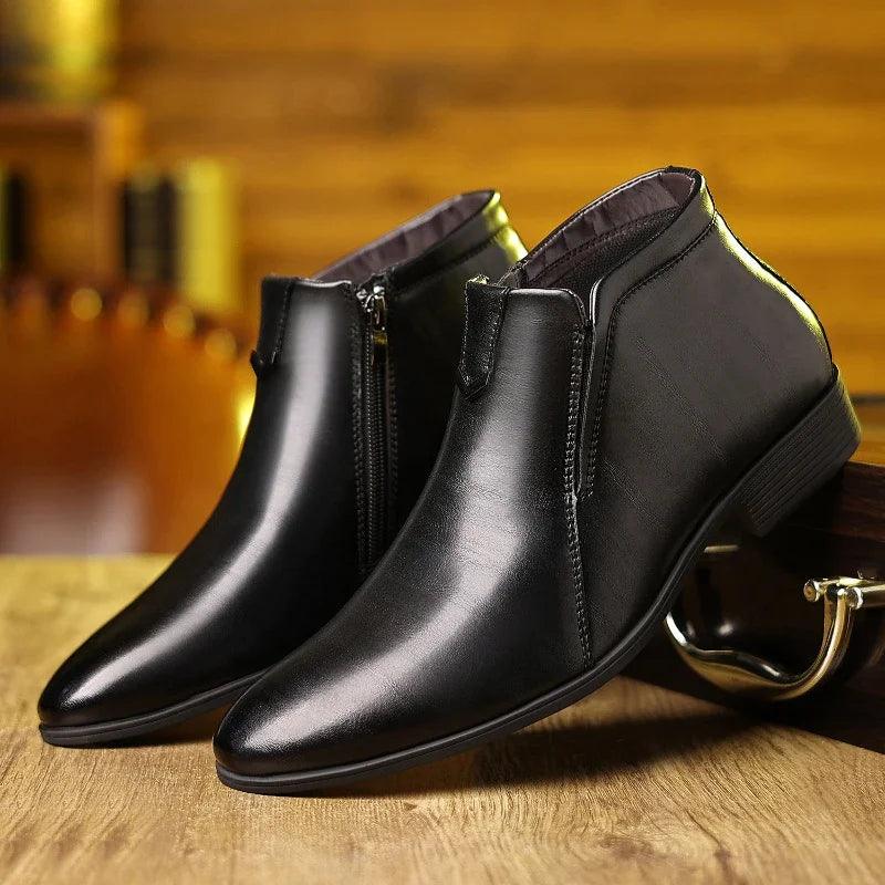 Luca - Schicke Lederstiefel mit Seitenreißverschluss Schwarz