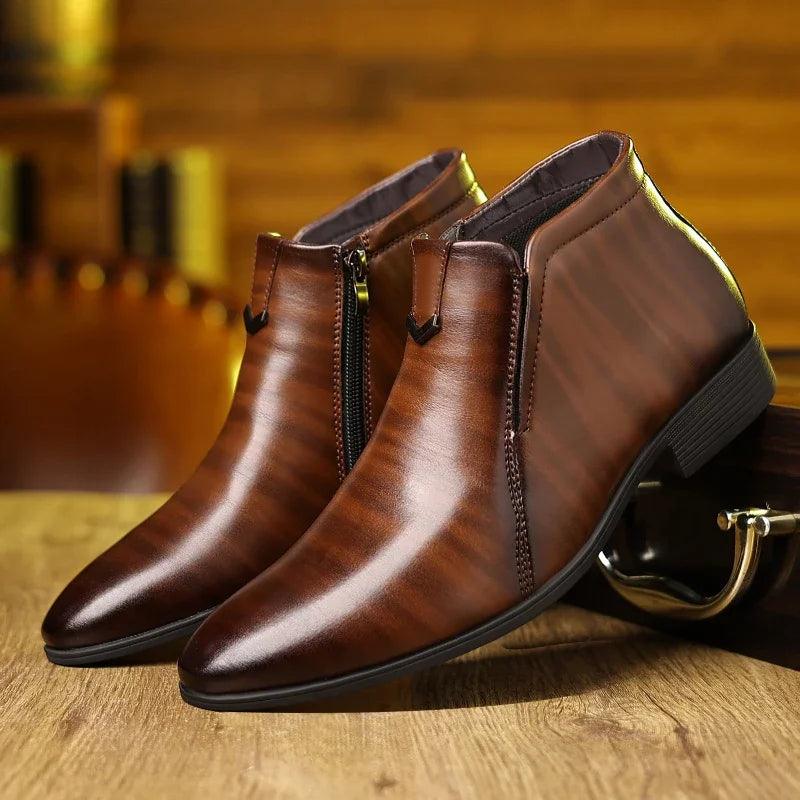 Luca - Schicke Lederstiefel mit Seitenreißverschluss Braun