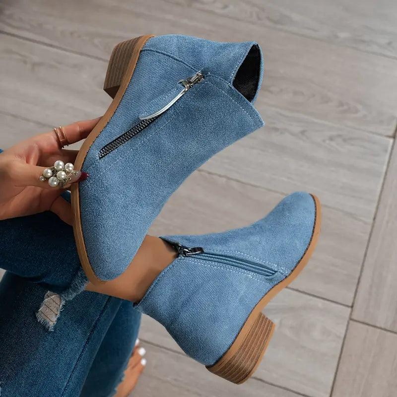 Sienna Chelsea Boots – Elegante Wildlederimitat Stiefel Mit Rutschfester Sohle & Bequemem Fußbett Blau