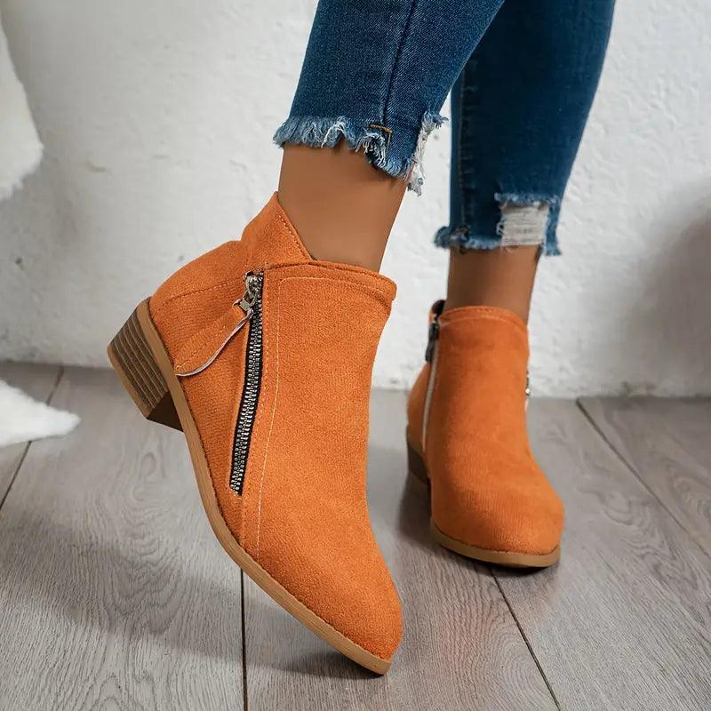 Sienna Chelsea Boots – Elegante Wildlederimitat Stiefel Mit Rutschfester Sohle & Bequemem Fußbett Orange