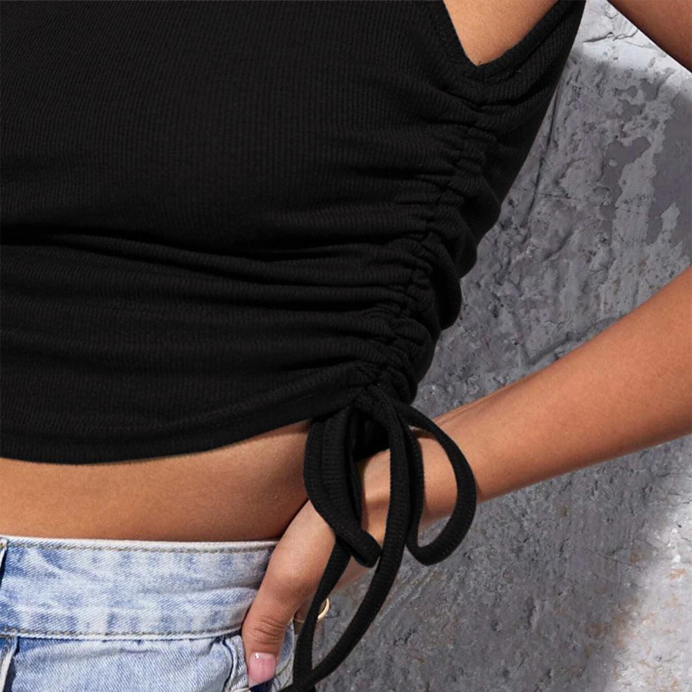 Stylisches Damen Tanktop Mit Rollkragen, Kordelzug Und Individuellem Style – Fadenburg
