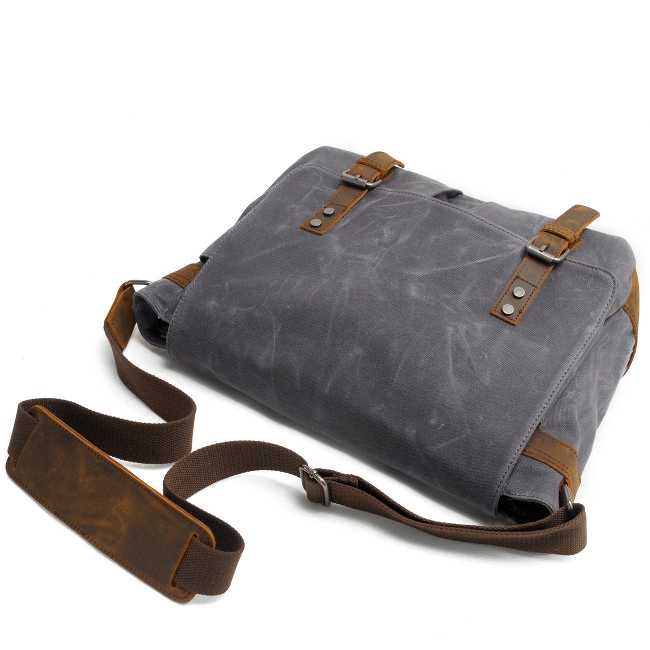 Conway™ Retro Umhängetasche Aus Gewachstem Baumwoll-Canvas – Vintage Messenger Bag Mit Laptopfach, stilvolle Retro Umhängetasche in trendiger Ausstattung.