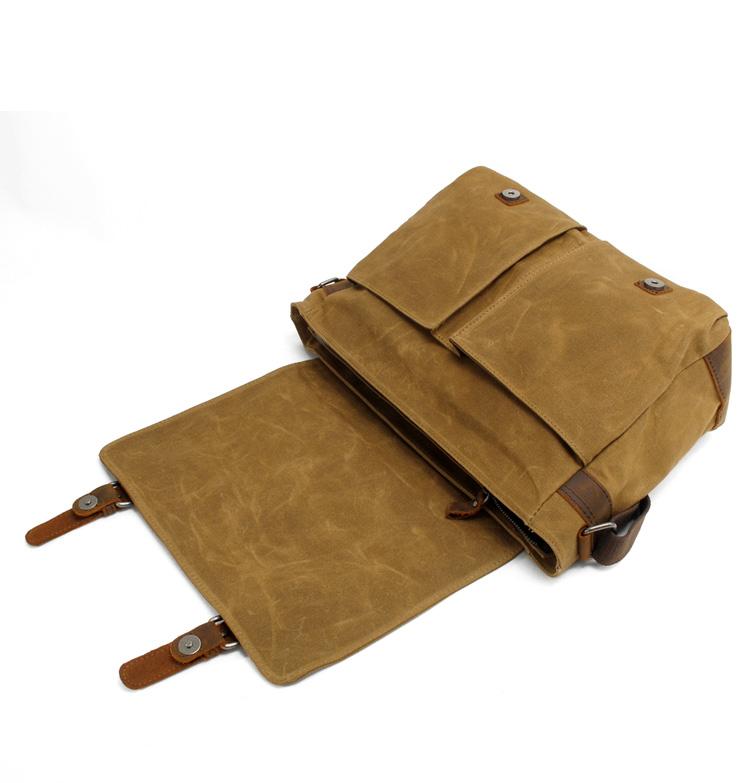 Conway™ Retro Umhängetasche Aus Gewachstem Baumwoll-Canvas – Vintage Messenger Bag Mit Laptopfach, praktische Umhängetasche mit verstellbarem Schulterriemen für jede Gelegenheit.