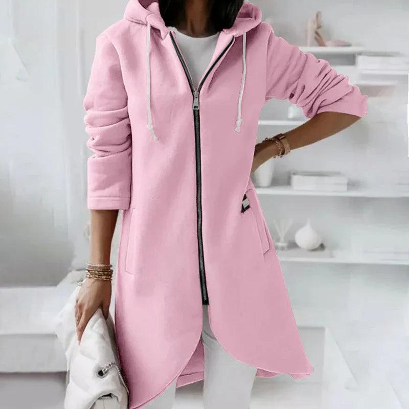 ZOE Hoodie-Mantel Für Damen – Sportlich-Elegantes Design Mit Kapuze, Weich & Atmungsaktiv Rosa
