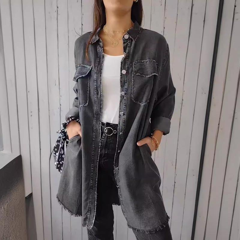 Leichte Jeansbluse Annika – Atmungsaktiv, Bequem, Vielseitig Für Freizeitlooks Grau