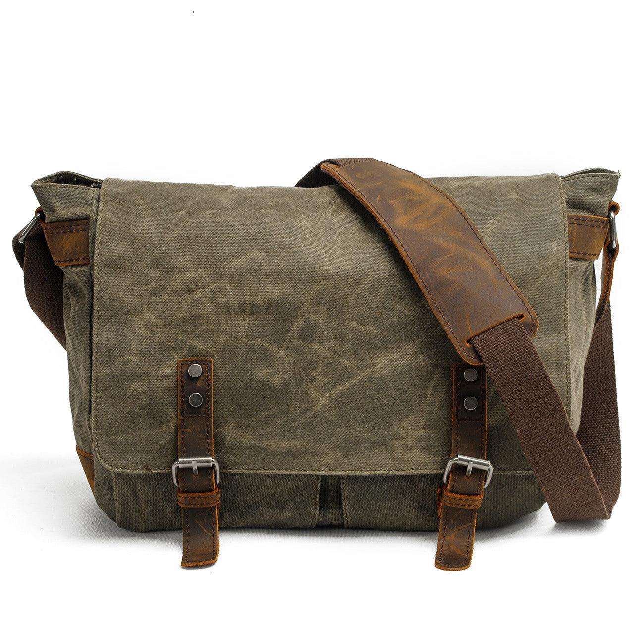 Conway™ Retro Umhängetasche Aus Gewachstem Baumwoll-Canvas – Vintage Messenger Bag Mit Laptopfach, stilvolles Design in naturinspirierten Farben.