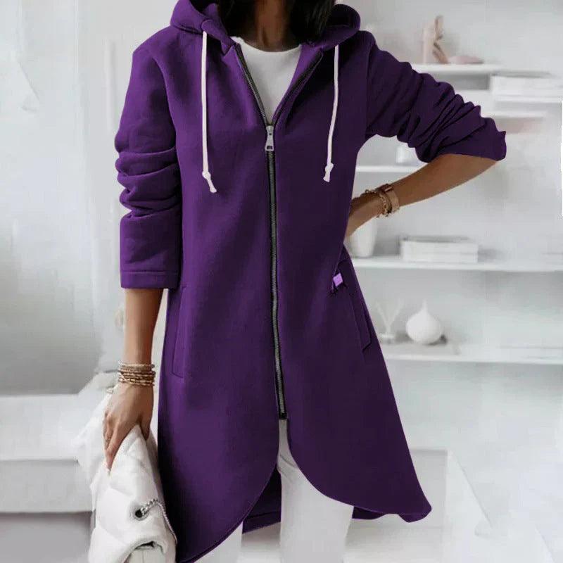 ZOE Hoodie-Mantel Für Damen – Sportlich-Elegantes Design Mit Kapuze, Weich & Atmungsaktiv Violett