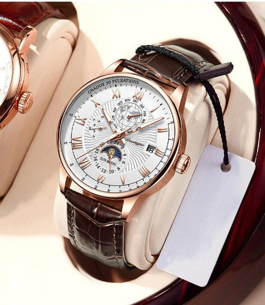 TRENDIGE HIGH-END-LEICHT-QUARZUHR Rosa Gold Weiß