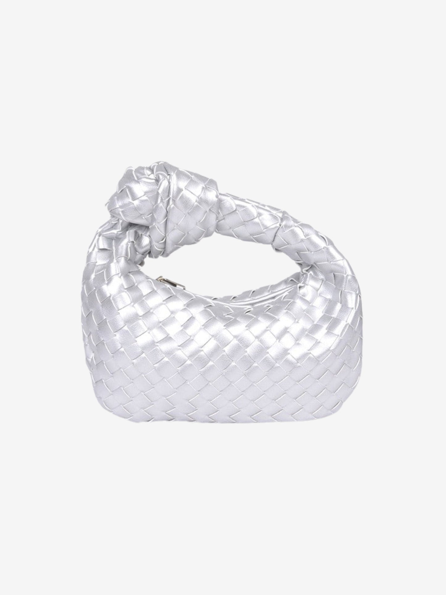 Detailansicht der Sienna Mini Braided Handle Tasche von Fadenburg, kunstvolle Flechtoptik in kompakter Größe.
