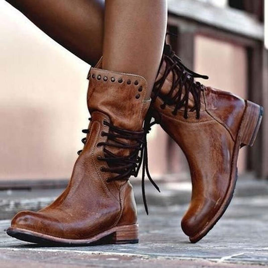 ALEXANDRA Vintage-Stiefeletten Aus Echtem Leder – Stilvoll & Bequem Für Jeden Anlass Braun