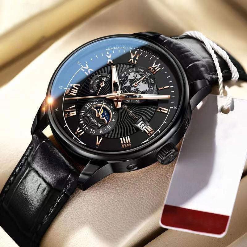 TRENDIGE HIGH-END-LEICHT-QUARZUHR Schwarz