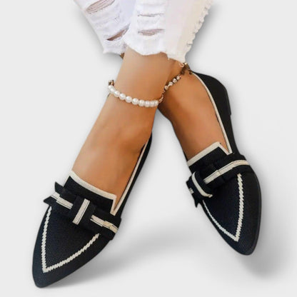 Flache Damenschuhe mit geknotetem Design Schwarz