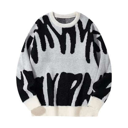 Modischer Strickpullover Abstract Noir – Urbaner Stil mit Komfort und Abstraktem Muster Weiß