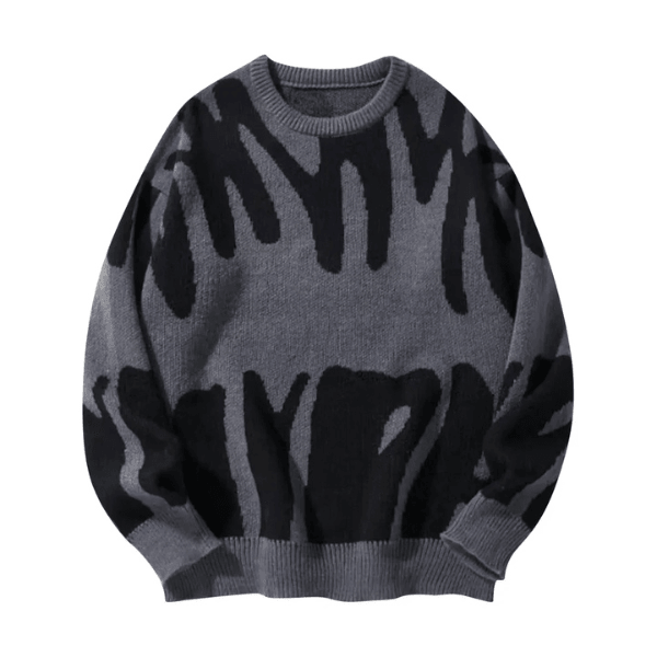 Modischer Strickpullover Abstract Noir – Urbaner Stil mit Komfort und Abstraktem Muster Dunkelgrau