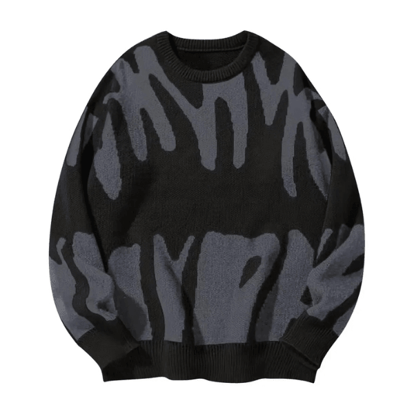 Modischer Strickpullover Abstract Noir – Urbaner Stil mit Komfort und Abstraktem Muster Schwarz
