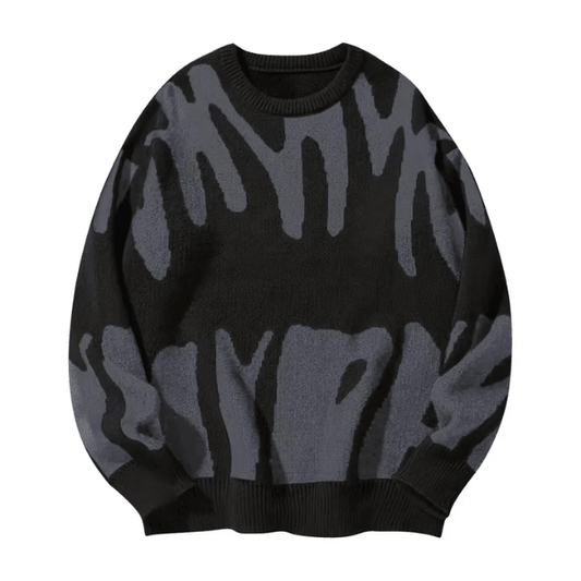 Modischer Strickpullover Abstract Noir – Urbaner Stil mit Komfort und Abstraktem Muster Schwarz