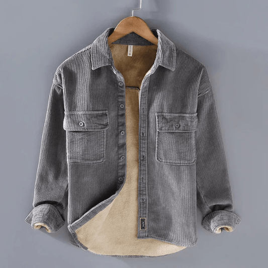 HENRY – Gefüttertes Cordhemd Mit Sherpa-Fleece, 2 Taschen, Hochwertiger Winter-Look Grau
