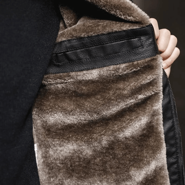 MARC Herren-Lederjacke Mit Fleece-Futter – Bequem, Elegant, Winterfest, Hochwertiges Kunstleder