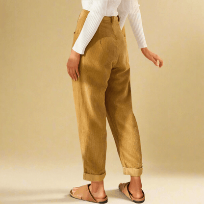 LINA Cordhose – Stylische Hochwertige Cordhose Mit Vintage-Chic & Hohem Bund Für Alltag Und Freizeit
