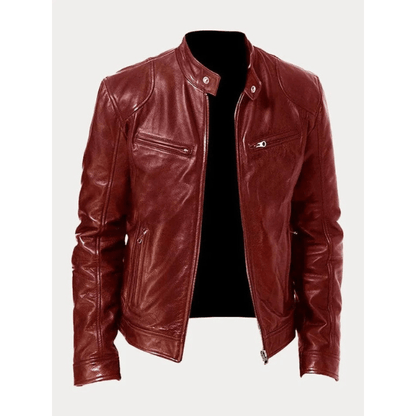 Berlin Rider Lederjacke Für Männer – Hochwertiges Kunstleder, Biker-Design, Perfekte Passform Rot