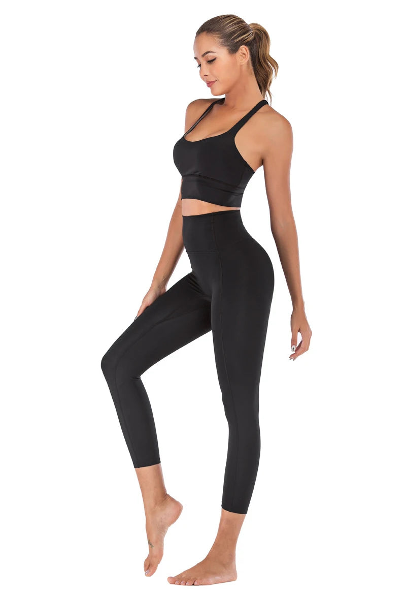 Design, Fitness Sportkleidung Schwarz set