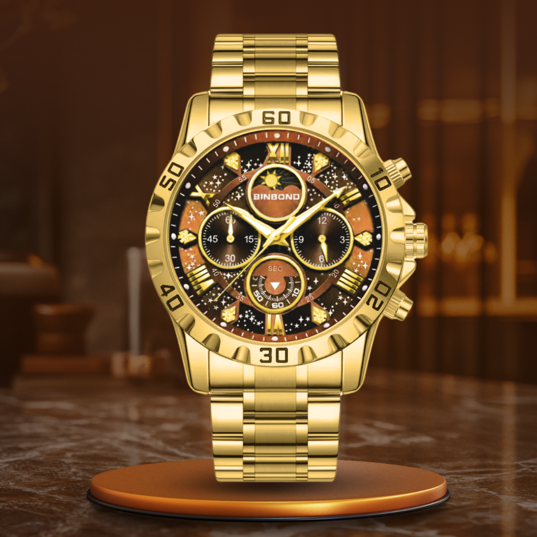 Luxus-Chronographenuhr mit Metallband – Wasserdichte Herrenarmbanduhr mit präzisionsquarzwerk, stilvolles und elegantes Design für den modernen Mann.