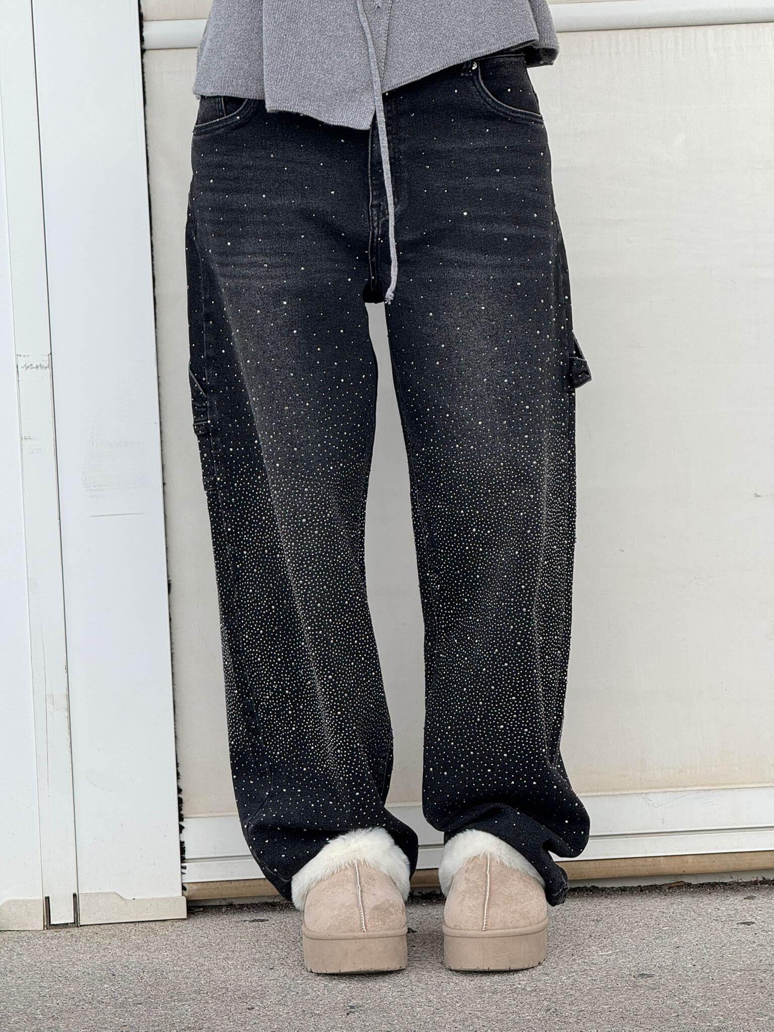 Ricky Diamond Jeans – Elegante, Bequeme Jeans Mit Schimmernden Diamantdetails und Zeitlosem Stil Schwarz