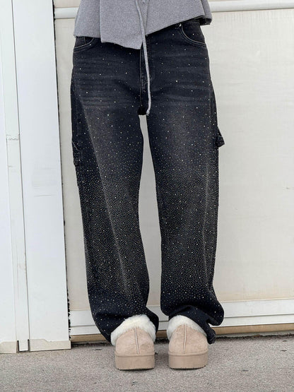 Ricky Diamond Jeans – Elegante, Bequeme Jeans Mit Schimmernden Diamantdetails und Zeitlosem Stil Schwarz