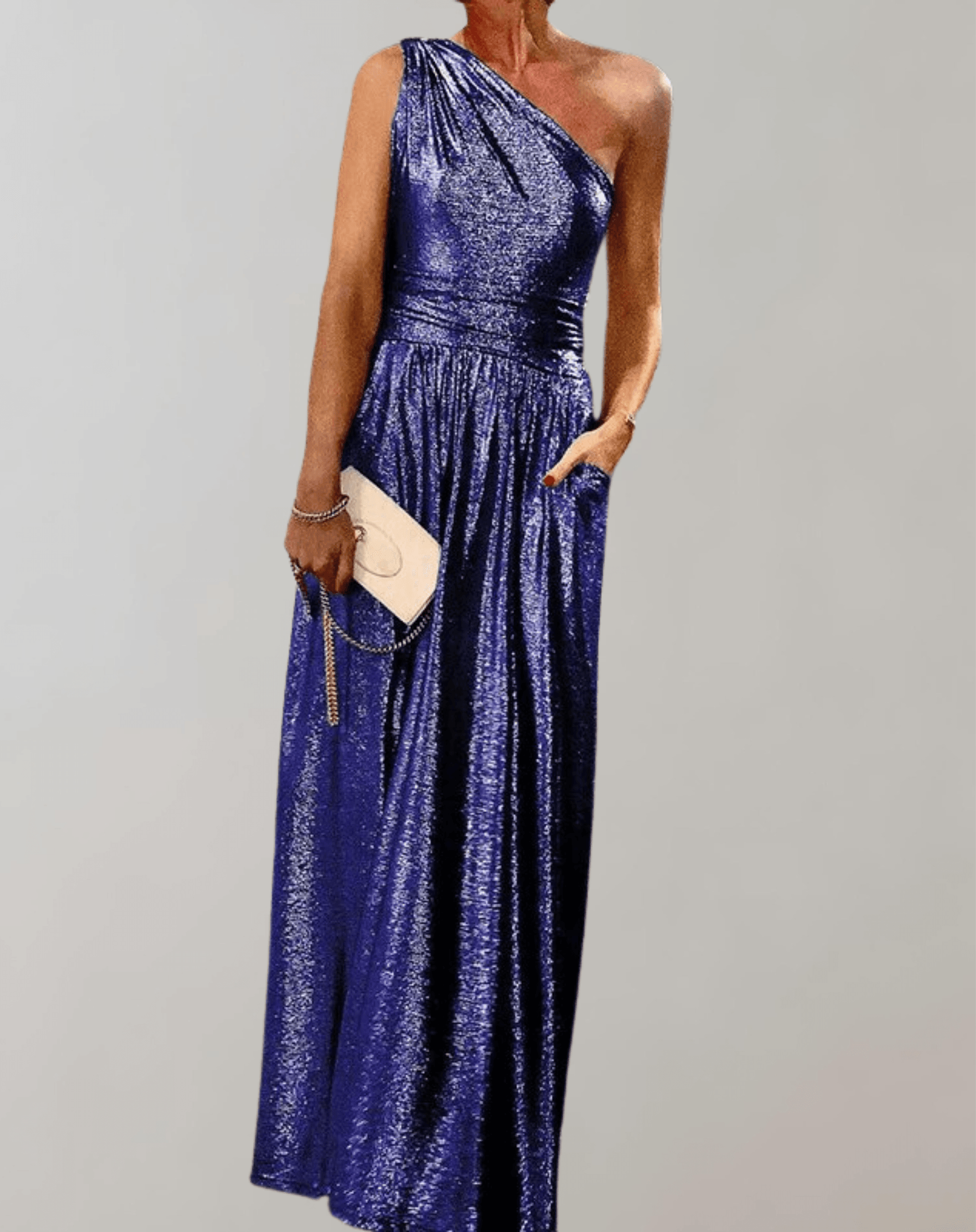 LUMINA – Glamouröses Grünes Abendkleid Mit Plissiertem Stoff & Schulterfreier Silhouette Blauer Schrägstrich