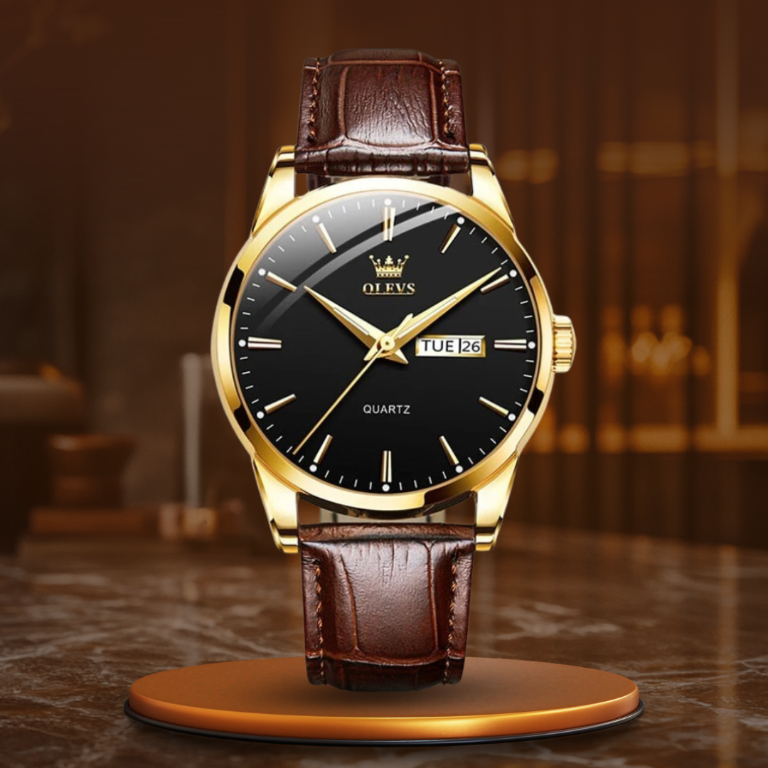 Luxuriöse Business-Lederuhr mit hochwertigem Lederarmband, ideal für Büro und Freizeit, kombiniert Eleganz und Zuverlässigkeit