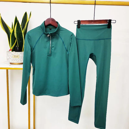 Hochwertige Damen Yoga Leggings Set Grün